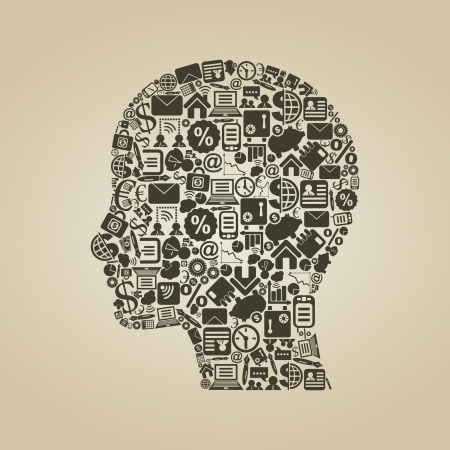 Head of the person from business of subjects  A vector illustrationのイラスト素材