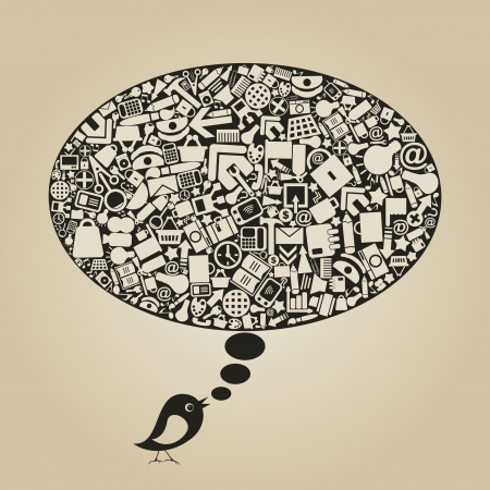 The bird speaks office on a theme  A vector illustrationのイラスト素材