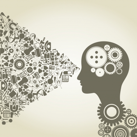 The head of the person consists of objects of scienceのイラスト素材