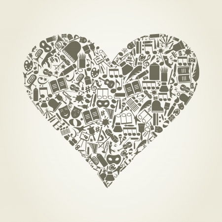 Heart from art subjects  A vector illustrationのイラスト素材