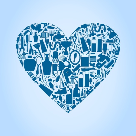 Heart from bath subjects  A  illustrationのイラスト素材