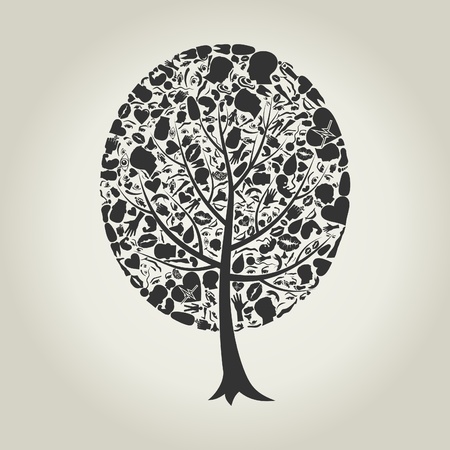 Tree made of body parts  A vector illustrationのイラスト素材