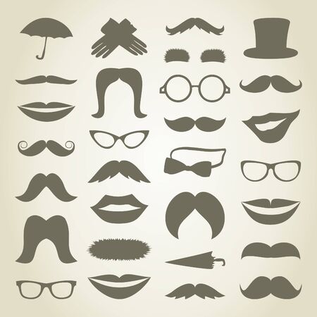 Set of a retro of parts of a bodyのイラスト素材