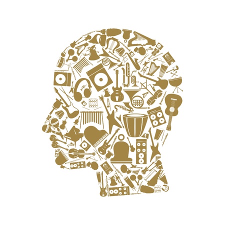 Head made of musical instrumentsのイラスト素材