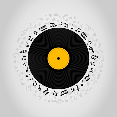 Vinyl record on a grey background  A vector illustrationのイラスト素材