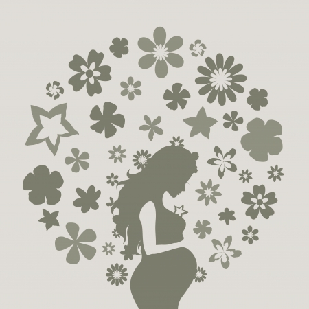 The pregnant girl and flowers  A  illustrationのイラスト素材