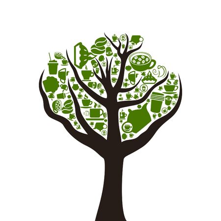 Tree with a crone from food  A  illustrationのイラスト素材