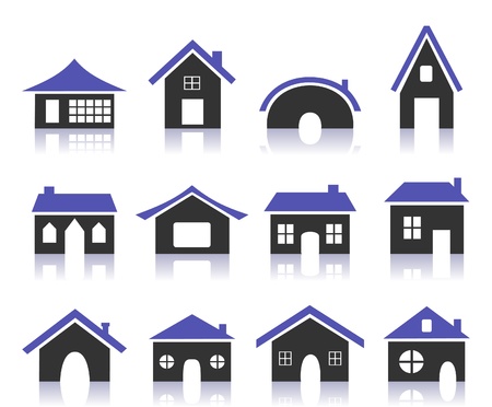 Set of icons of houses  A vector illustrationのイラスト素材