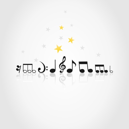 Musical notes stand in a row  A vector illustrationのイラスト素材