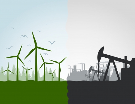 The nature against the industry  A vector illustrationのイラスト素材
