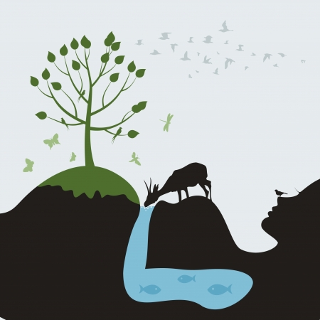 The pregnant woman in the nature  A vector illustrationのイラスト素材