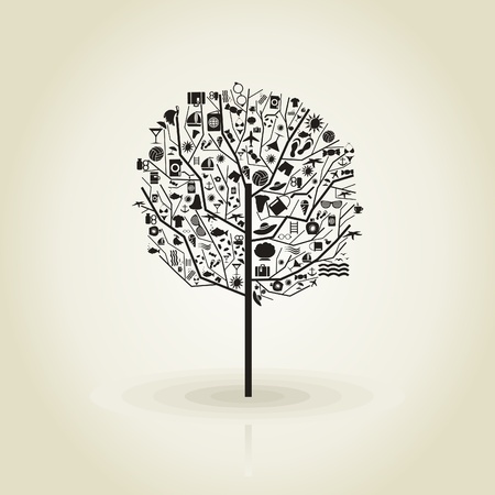 Tree with a crone from beach subjects  A vector illustrationのイラスト素材