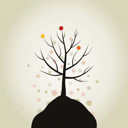 From a tree the foliage falls down  A vector illustrationのイラスト素材