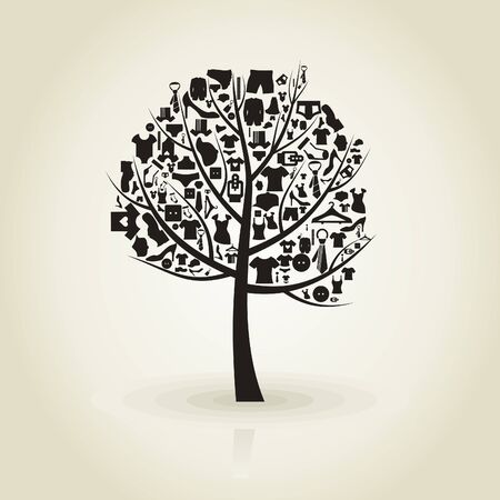 Tree with a crone from clothes  A vector illustrationのイラスト素材