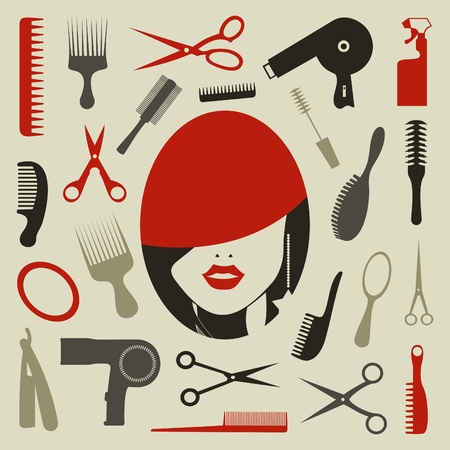 Tooling a hairstyle for design のイラスト素材