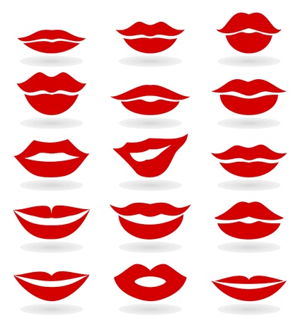 Set red the girl of lips のイラスト素材