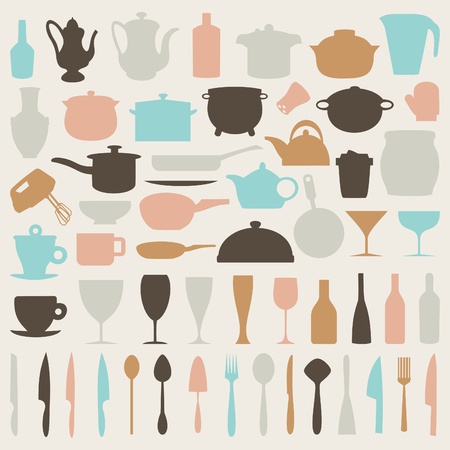 Set of icons on a theme kitchen  のイラスト素材