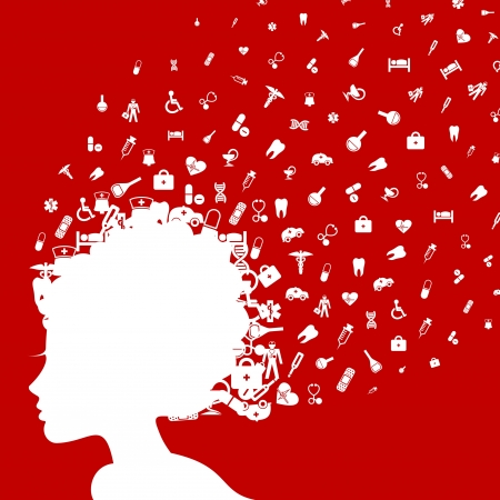 From the girl the hairdress flies medicine. A vector illustrationのイラスト素材