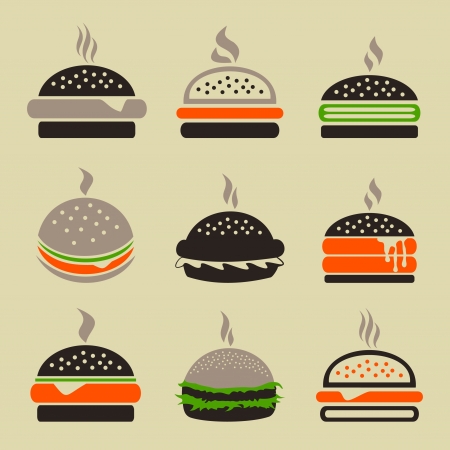 Set of icons a hamburger  A illustrationのイラスト素材