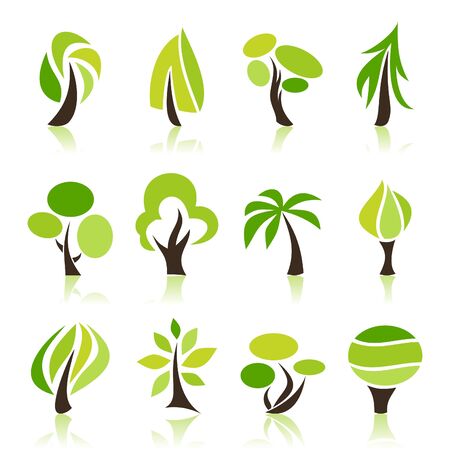 Set of icons of trees   illustrationのイラスト素材