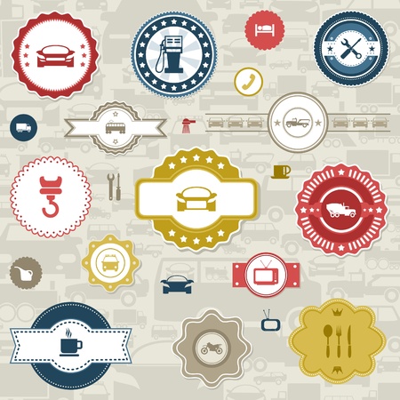 Set of labels the car and transport   illustrationのイラスト素材