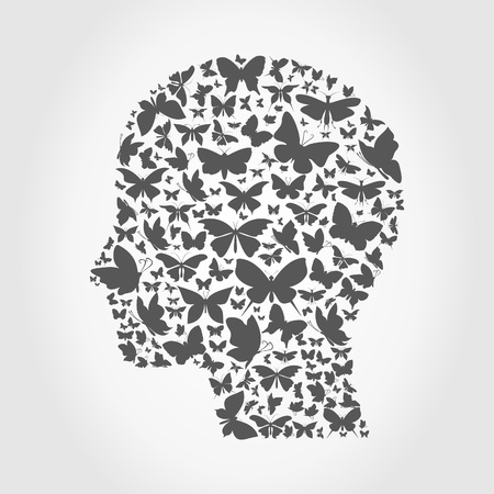 Head of the person made of butterflies  A vector illustrationのイラスト素材