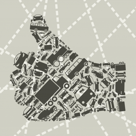 Hand of the person made of cars  A vector illustrationのイラスト素材