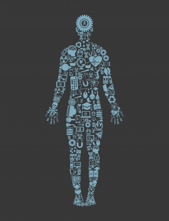 The person made of objects of science  A vector illustrationのイラスト素材