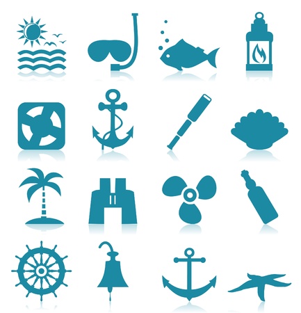 Set of sea icons for design  A vector illustrationのイラスト素材