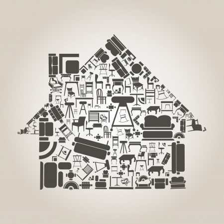 The house made of furniture のイラスト素材