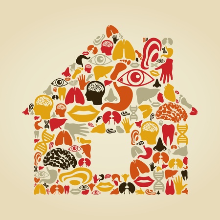 The house made of body parts. A vector illustrationのイラスト素材