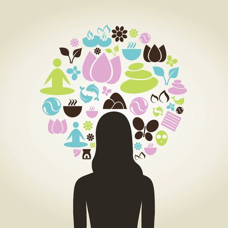 spa subjects round the woman  A vector illustrationのイラスト素材