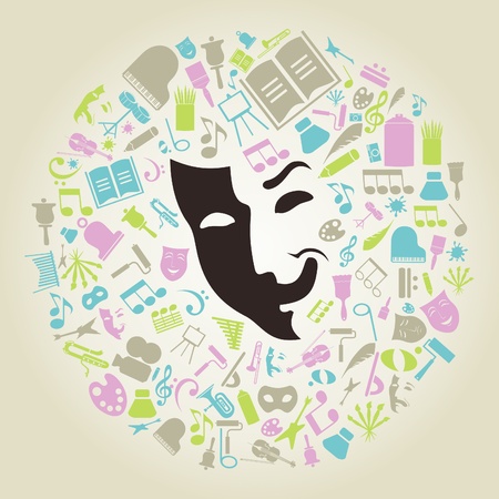 Subjects of art round a mask   のイラスト素材