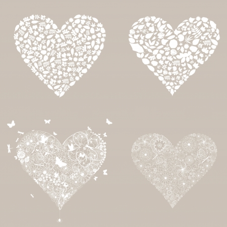 Set of white hearts   のイラスト素材