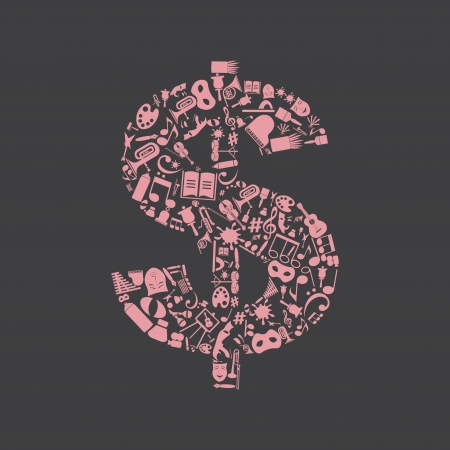 Dollar made of art subjects.のイラスト素材
