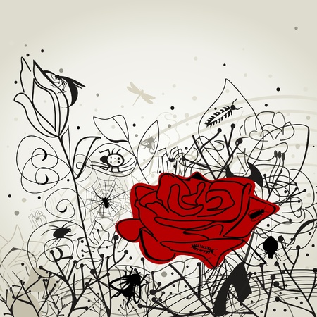 Background from plants and a flower  illustrationのイラスト素材