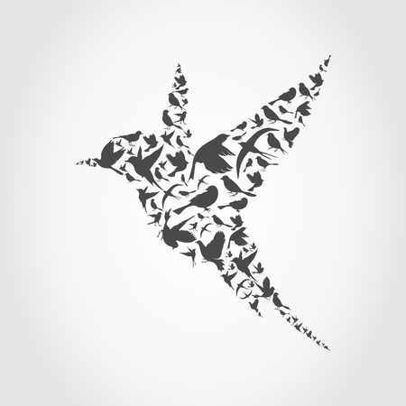 Birdie made of birds. A vector illustrationのイラスト素材