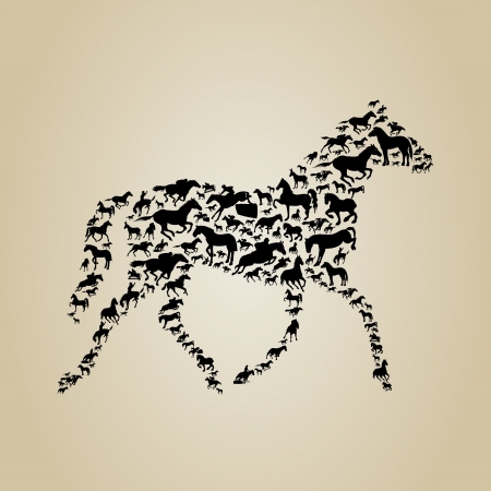 Horse made of horses  A vector illustrationのイラスト素材