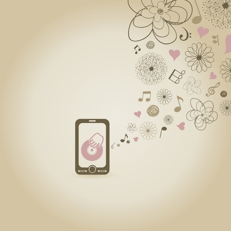 Music on phone sounds  A vector illustrationのイラスト素材