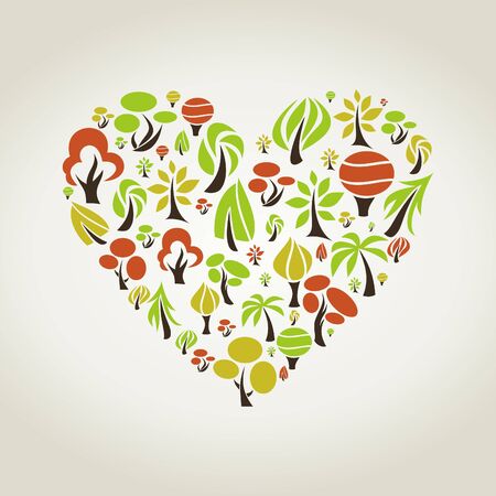 Heart made of trees  A vector illustrationのイラスト素材