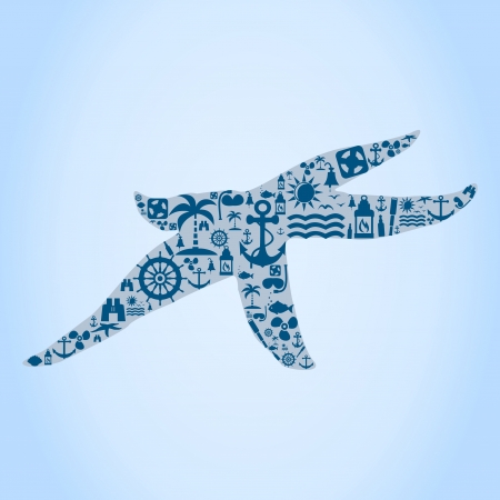 Starfish made of sea subjects  A vector illustrationのイラスト素材