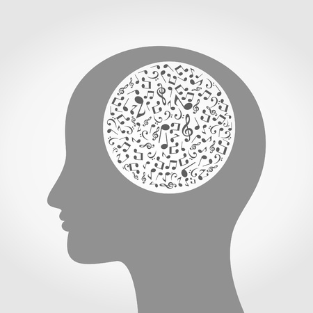 Head made of notes illustrationのイラスト素材