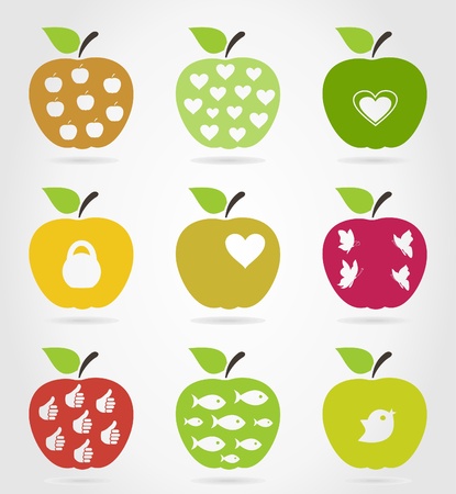 Set of icons of apples. A  illustrationのイラスト素材