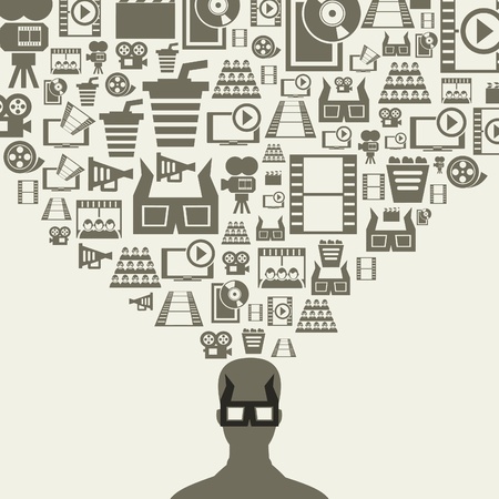 The person thinks of cinema  A  illustrationのイラスト素材