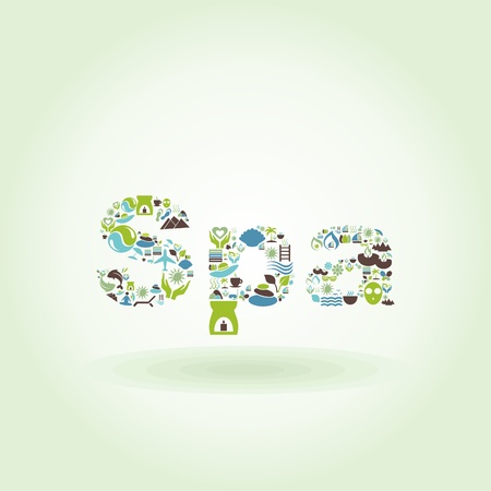 Inscription spa on a green background. A illustrationのイラスト素材