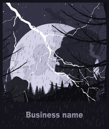 Terrible head against the moon. A vector illustrationのイラスト素材