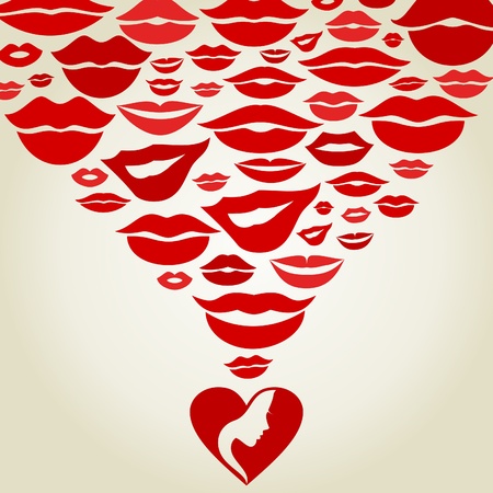 Love from heart of kisses. A vector illustrationのイラスト素材