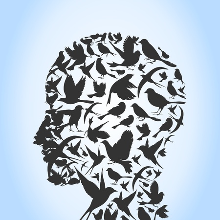 Head of the person from birds. A vector illustrationのイラスト素材
