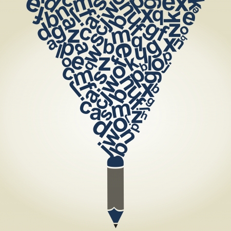 The pencil writes letters. A vector illustrationのイラスト素材