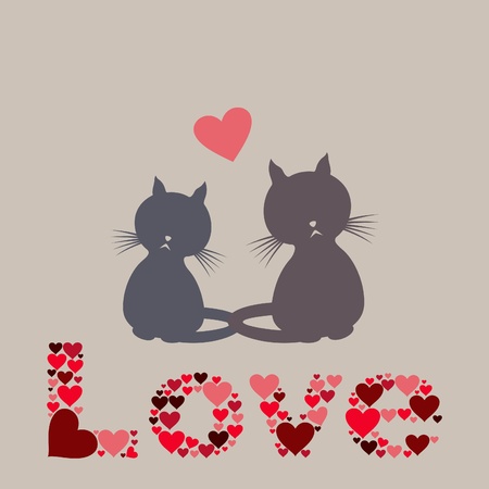 Love of house cats. A vector illustrationのイラスト素材